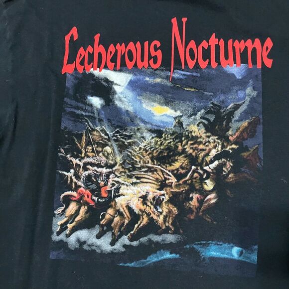 Lecherous Nocturne Size XL Band Black Tee Graphic T-Shirt on Gildan Tag - GUC - Picture 2 of 8